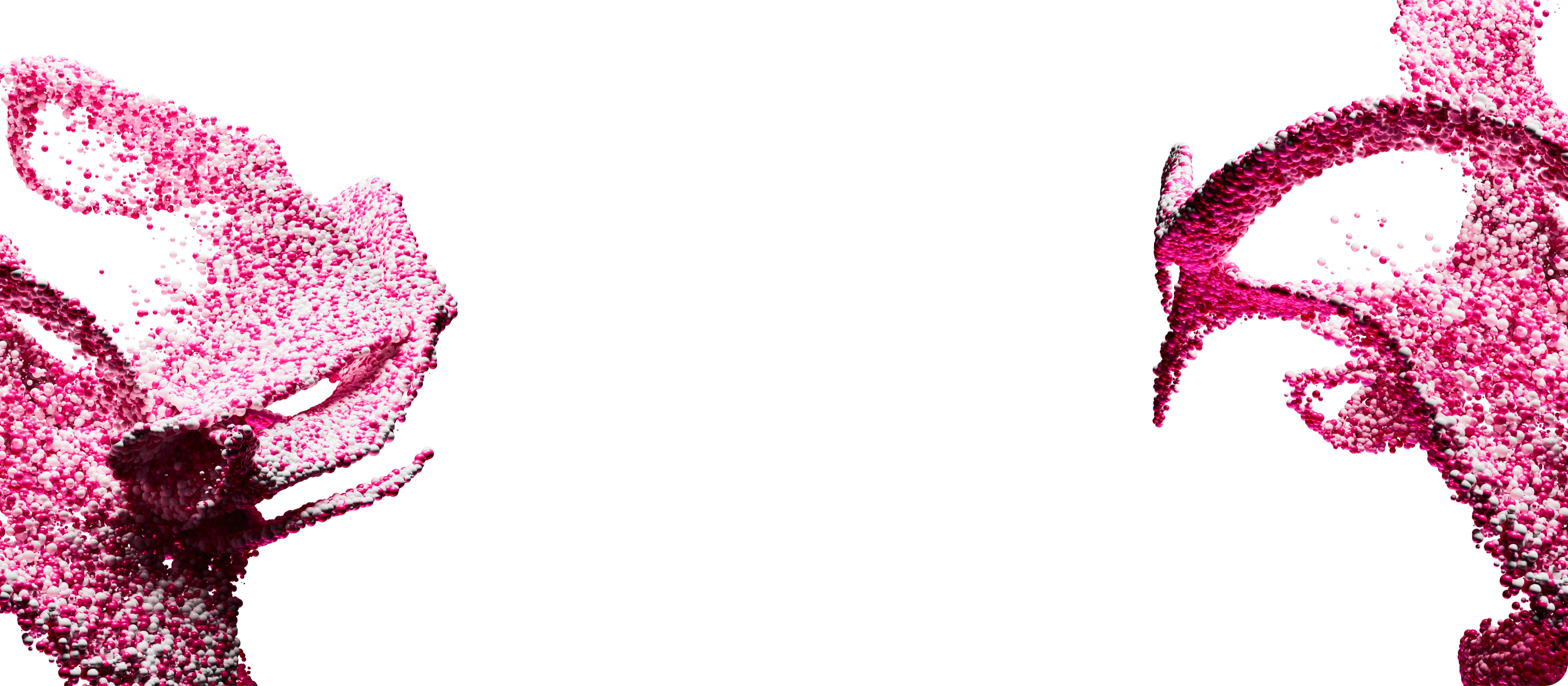 Image of abstract shape made from white and pink balls.